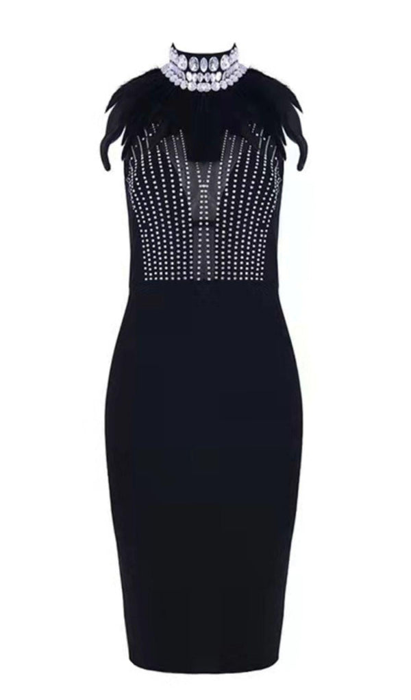 BLACK DIAMOND MIDI BANDAGE DRESS