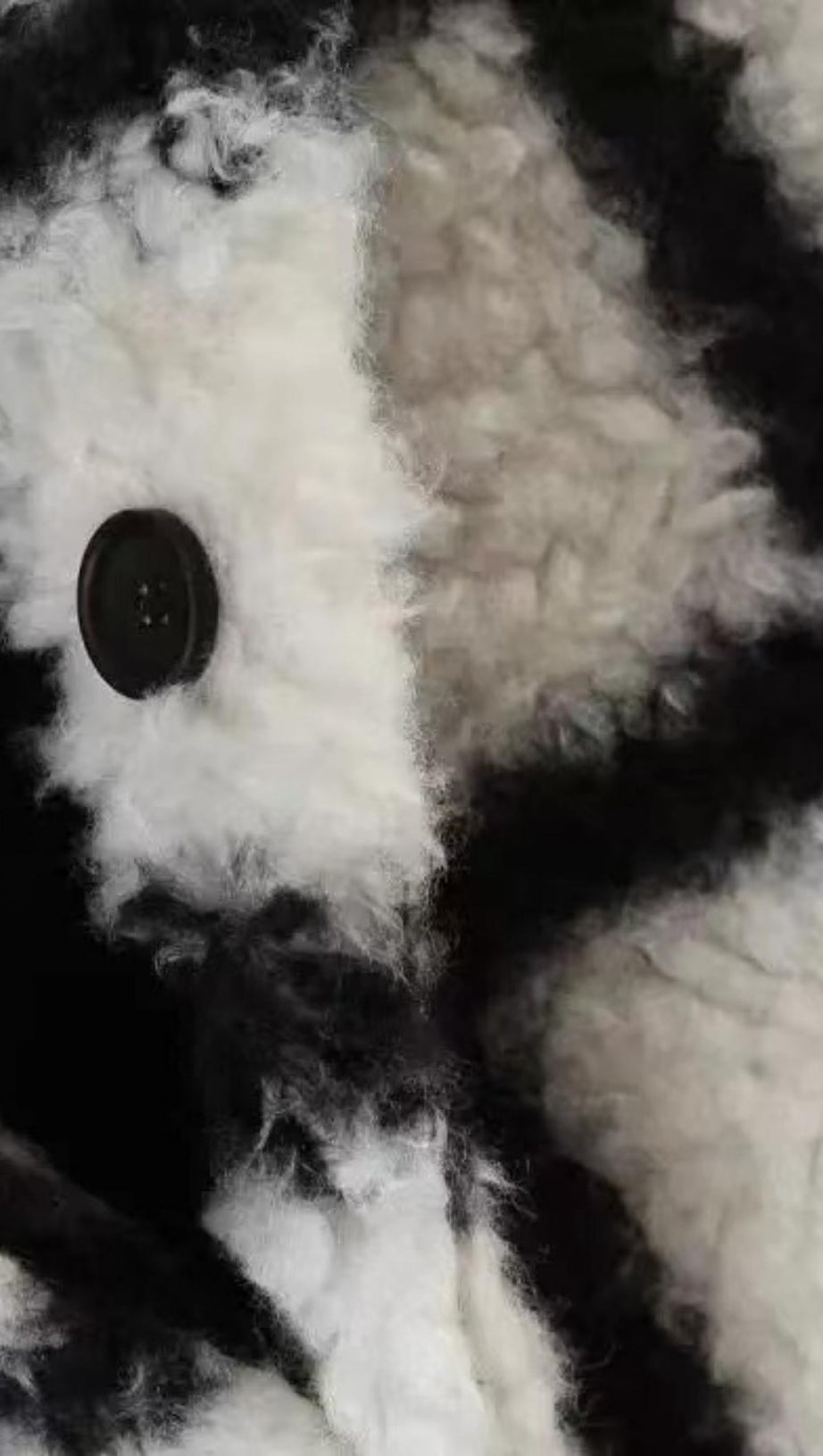 NINA FAUX FUR CHECK COAT CREAM AND BLACK