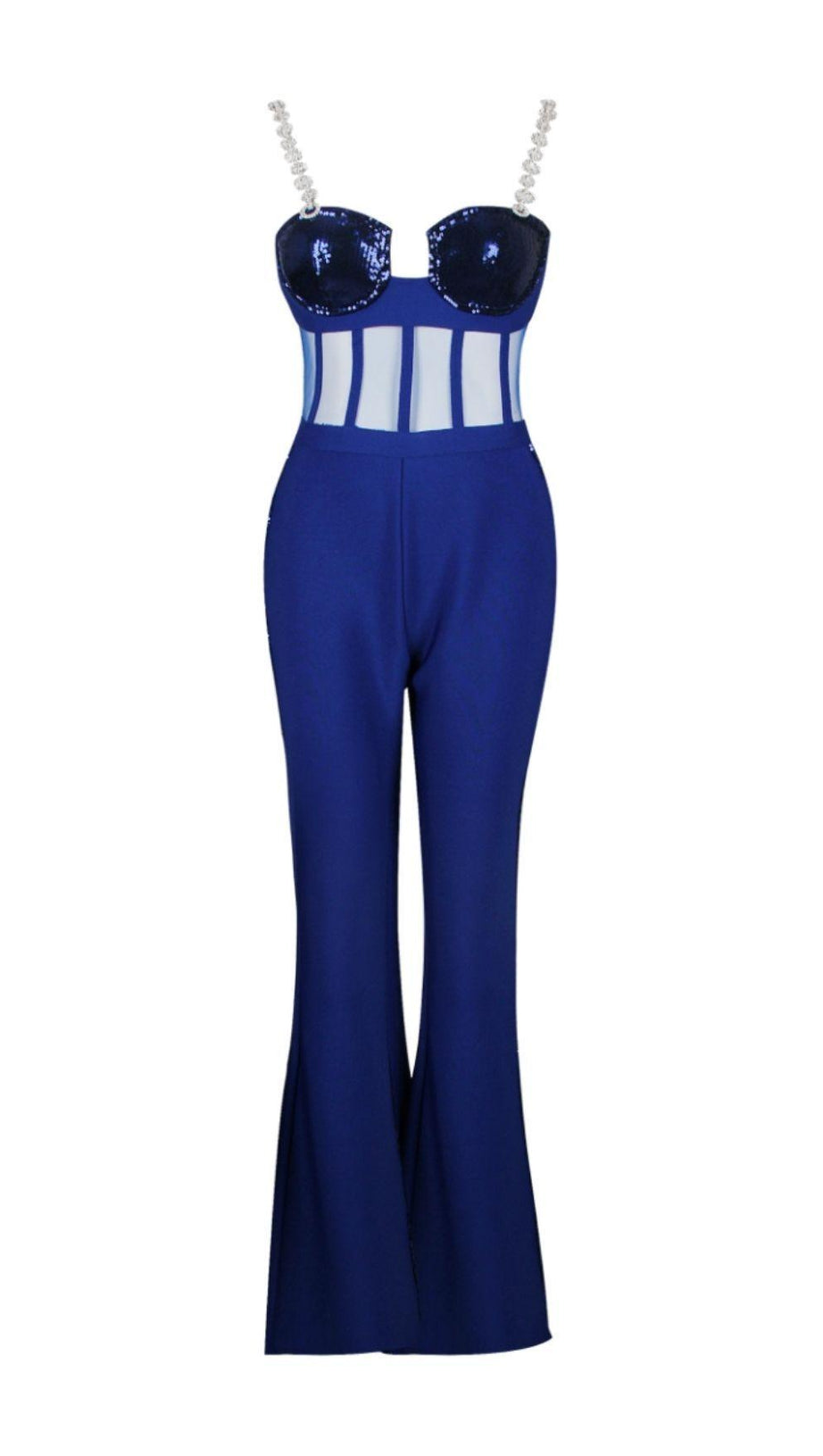 DEEP BLUE CHAIN STRAP JUMPSUIT