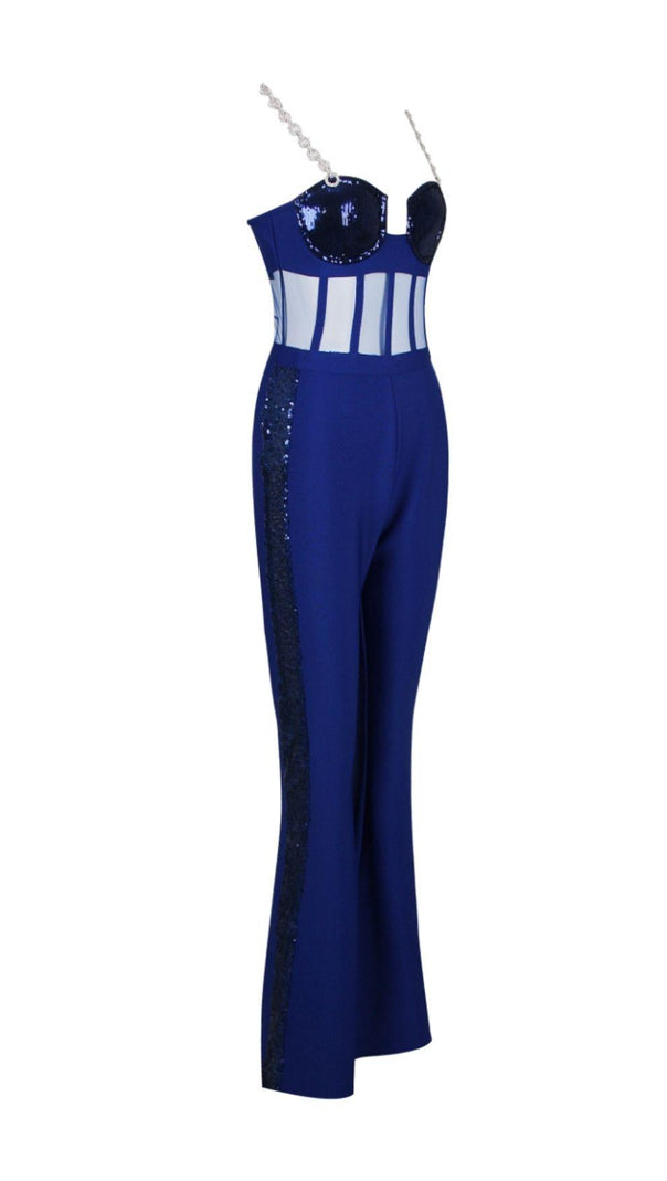 AIIZIE DEEP BLUE CHAIN STRAP JUMPSUIT - product image