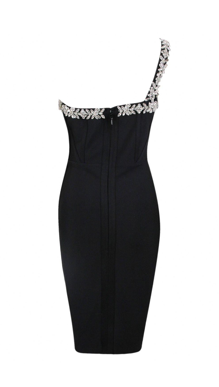 BLACK CRYSTAL STRAPS CROSET DRESS