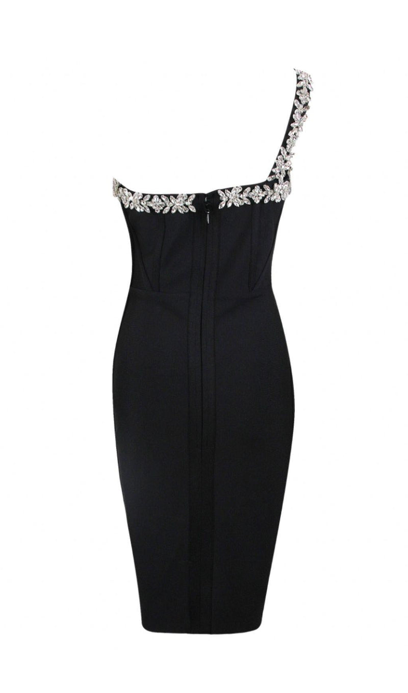 BLACK CRYSTAL STRAPS CROSET DRESS