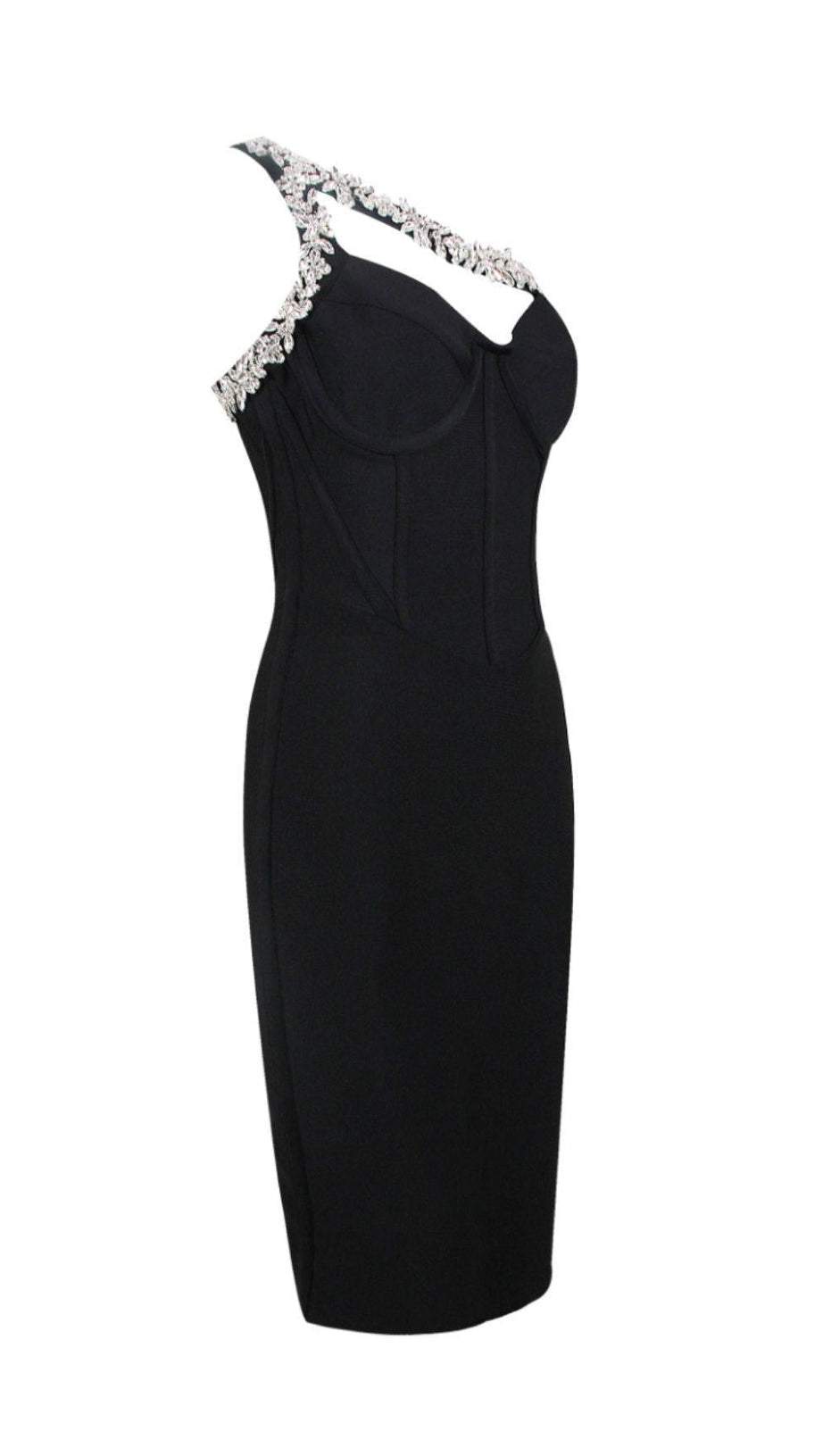 BLACK CRYSTAL STRAPS CROSET DRESS