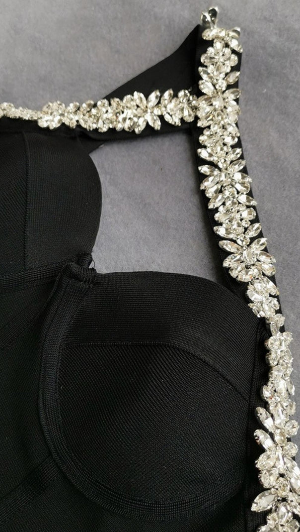 AIIZIE BLACK CRYSTAL STRAPS CROSET DRESS - product image