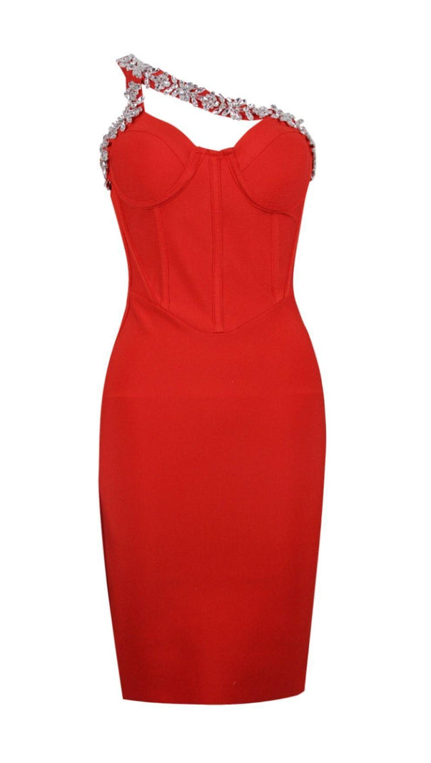 SCHWARZES CROSET-KLEID MIT KRISTALL-TRÄGERN