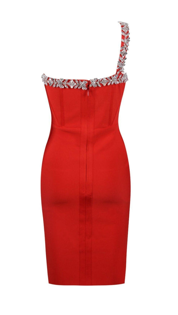 SCHWARZES CROSET-KLEID MIT KRISTALL-TRÄGERN