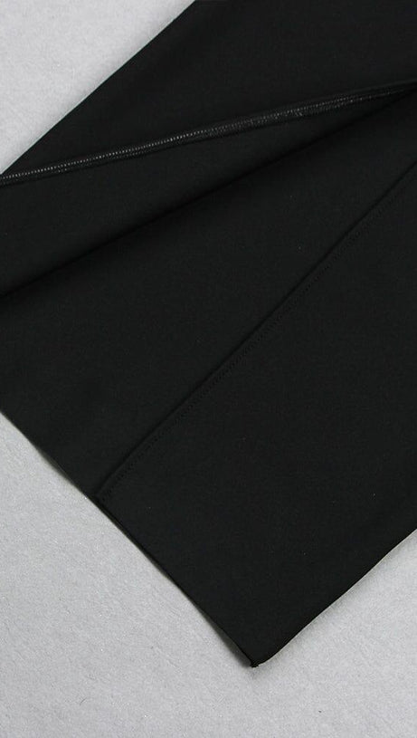 3D FLORAL PEARL SUSPENDER MIDI DRESS IN BLACK