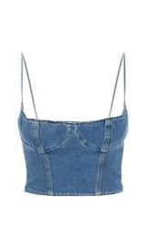 MOICU DENIM CROPPED CAMI TOP