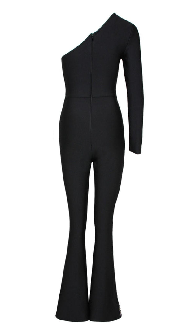 AIIZIE BLACK ONE-SIDE SLEEVED JUMPSUIT - product image