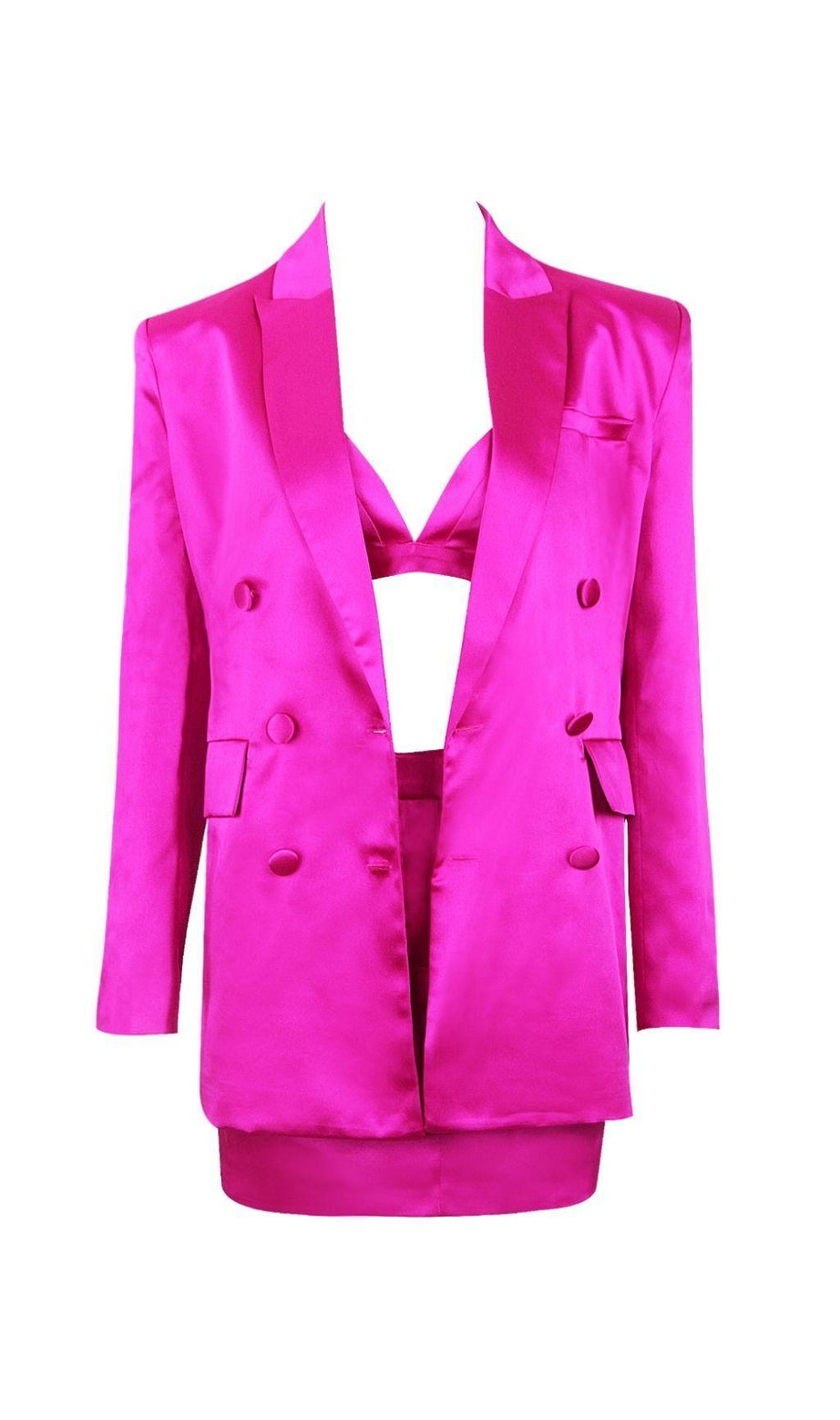 ABITO BLAZER IN RASO ROSA