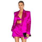 SATIN BLAZER SUIT IN PINK