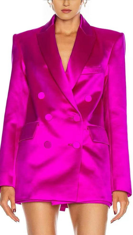 SATIN BLAZER SUIT IN PINK