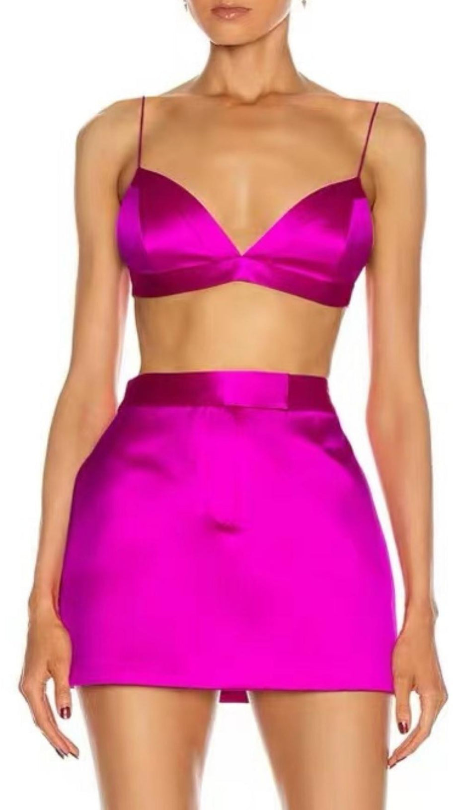 SATIN BLAZER SUIT IN PINK