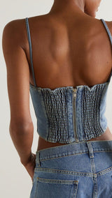 MOICU DENIM CROPPED CAMI TOP