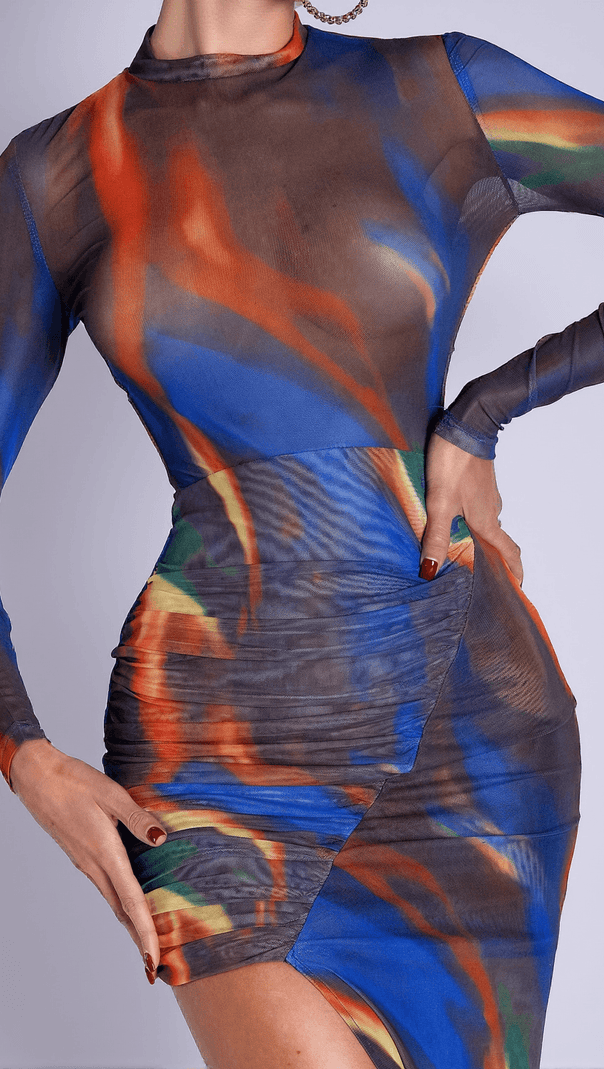 AIIZIE NASYA MULTI COLOR PLEAT DRESS - product image