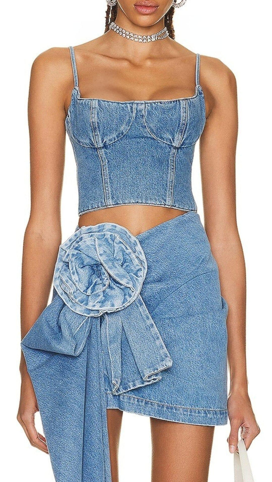 MOICU KURZES DENIM-CAMI-TOP
