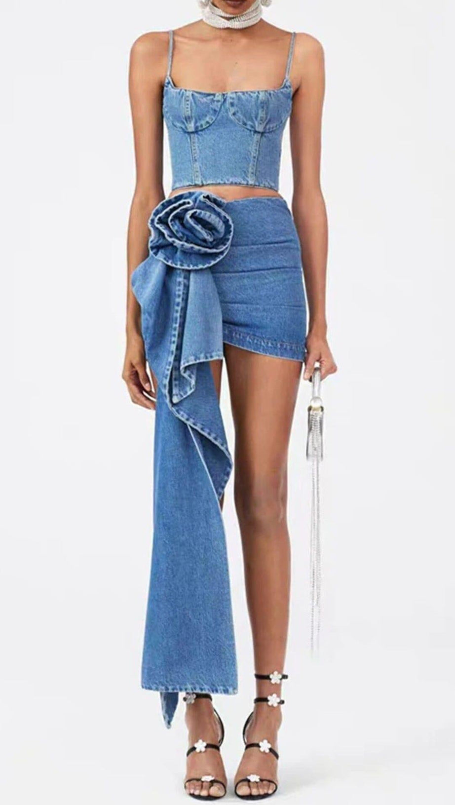 MOICU KURZES DENIM-CAMI-TOP