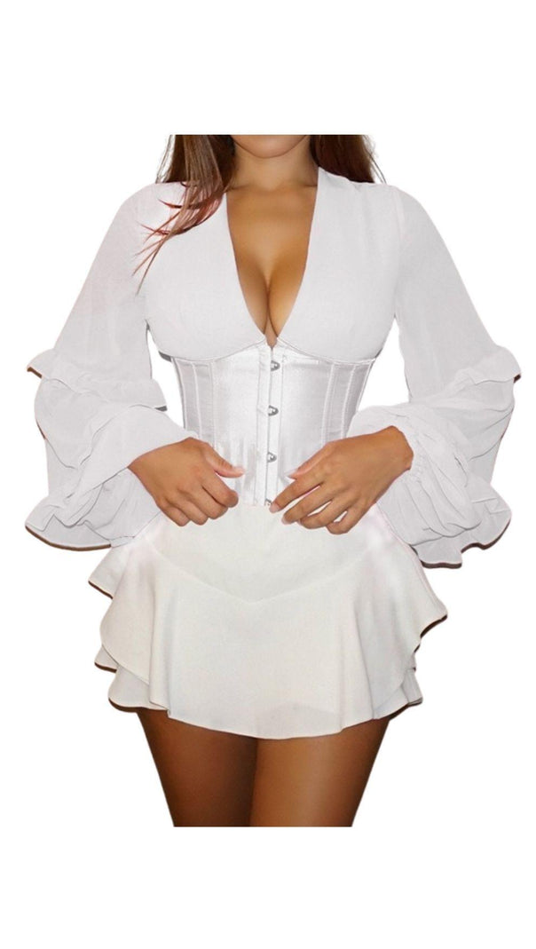 AIIZIE WHITE V-NECK BACKLESS CROSET TOP - product image
