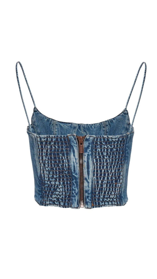 AIIZIE MOICU DENIM CROPPED CAMI TOP - product image