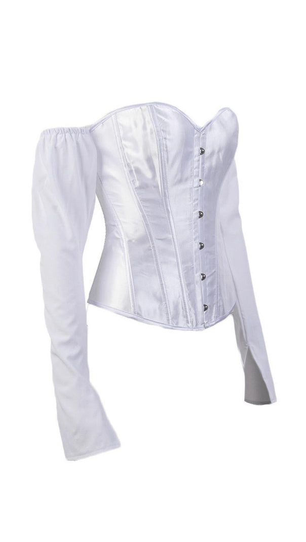 AIIZIE LACE-UP LONG PUFF SLEEVE CROSET TOP - product image