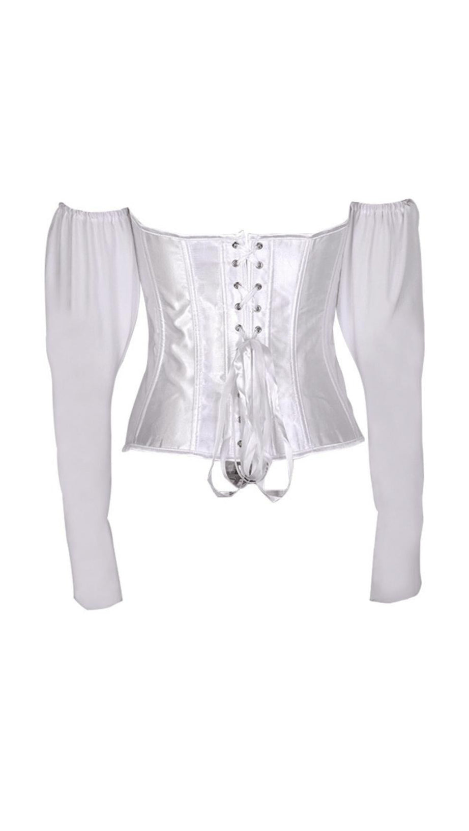 LACE-UP LONG PUFF SLEEVE CROSET TOP