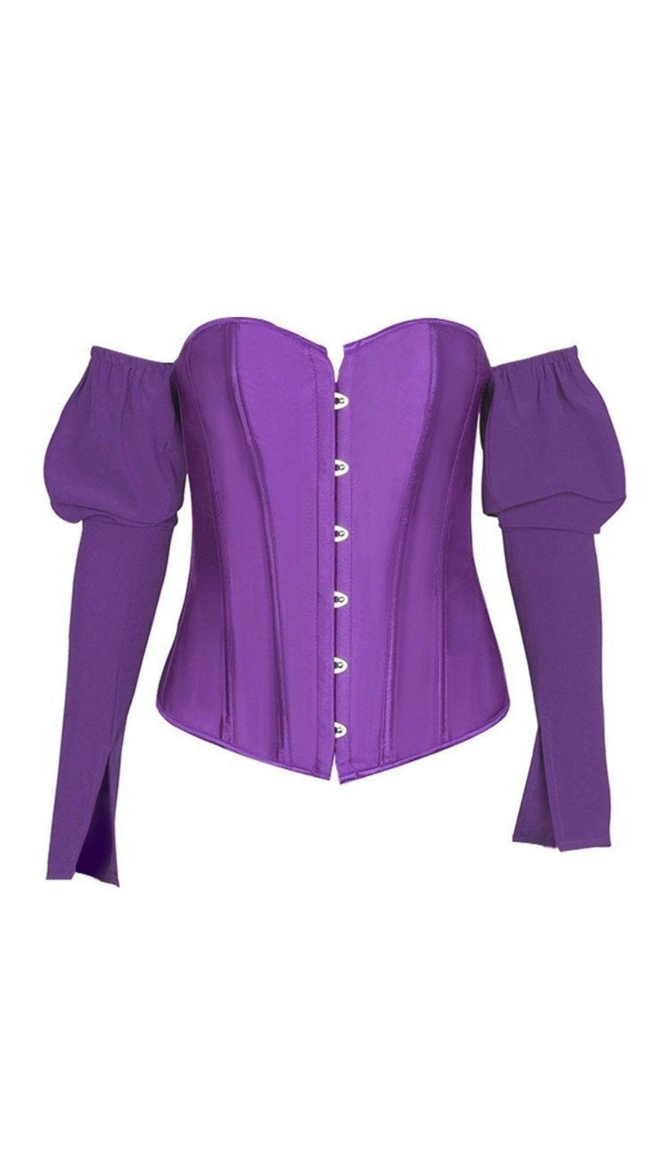 LACE-UP LONG PUFF SLEEVE CROSET TOP