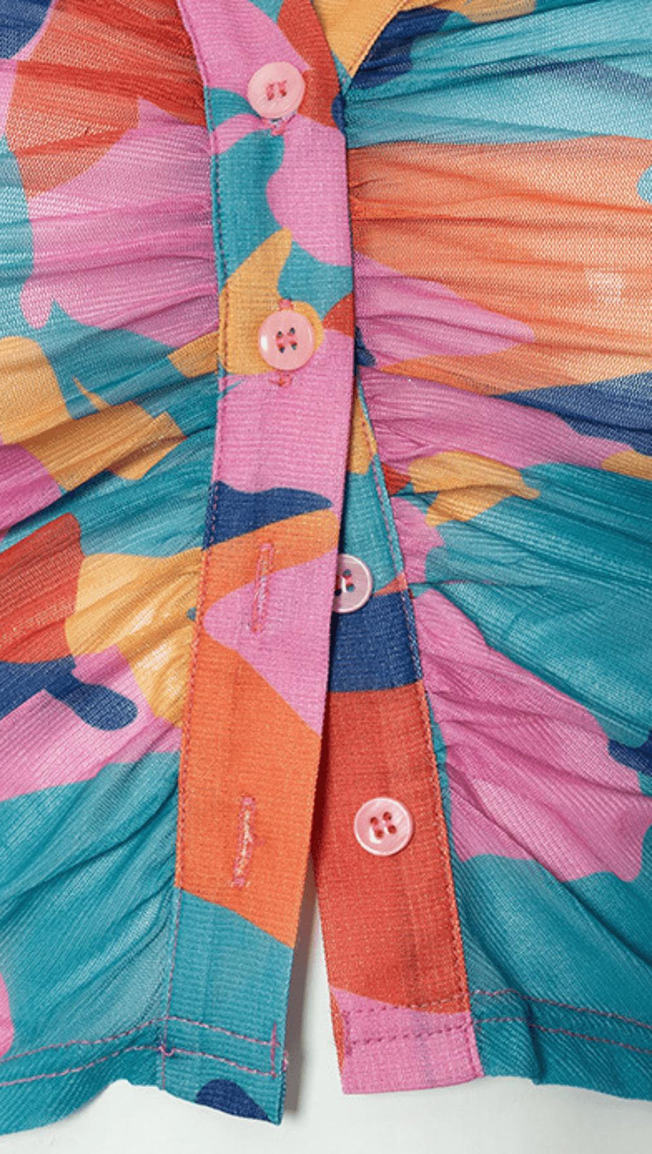 PRINTED MESH PLEATED TOP