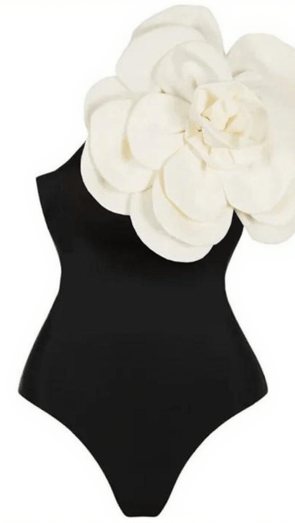 AIIZIE AURELIANA FLOWER ONE PIECE SWIMSUIT IN BLACK - product image