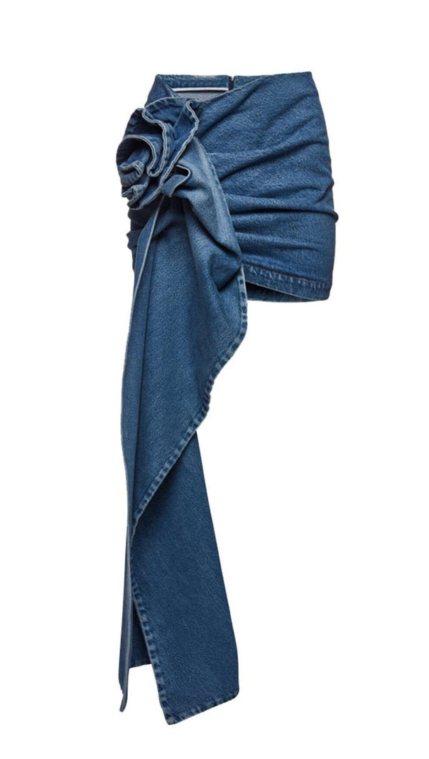 AIIZIE MOICU FLOWER ASYMMETRIC HEM DENIM SKIRT - product image