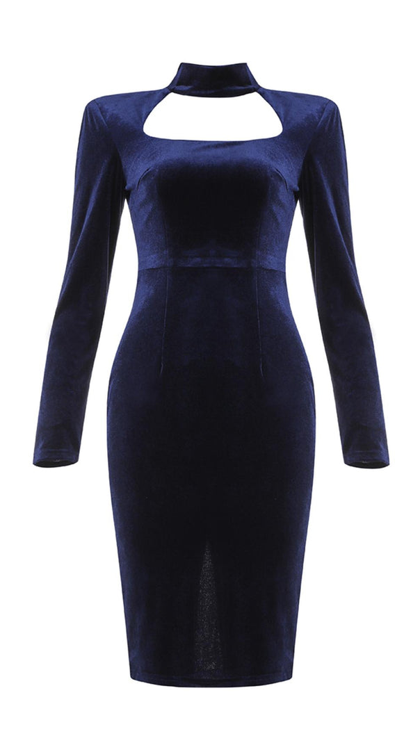 AIIZIE SQUARE NECK GOLD VELVET DRESS - product image