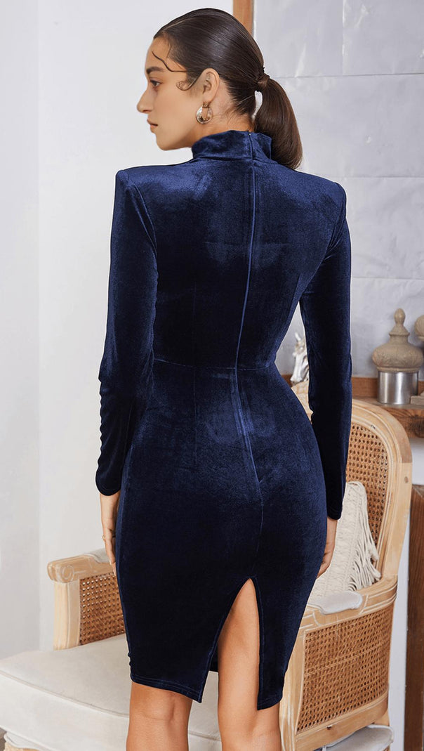 AIIZIE SQUARE NECK GOLD VELVET DRESS - product image