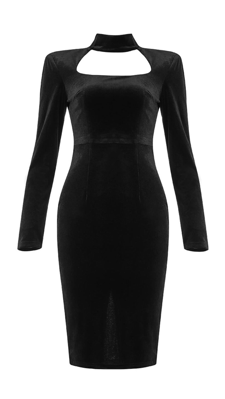 SQUARE NECK GOLD VELVET DRESS