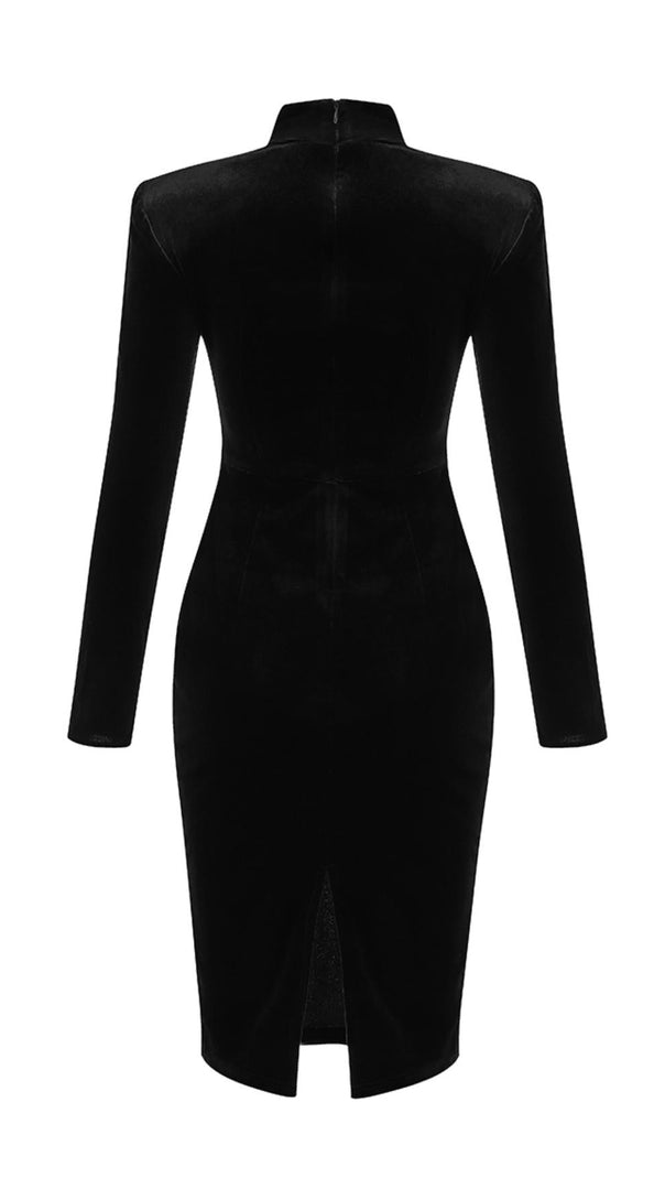 AIIZIE SQUARE NECK GOLD VELVET DRESS - product image