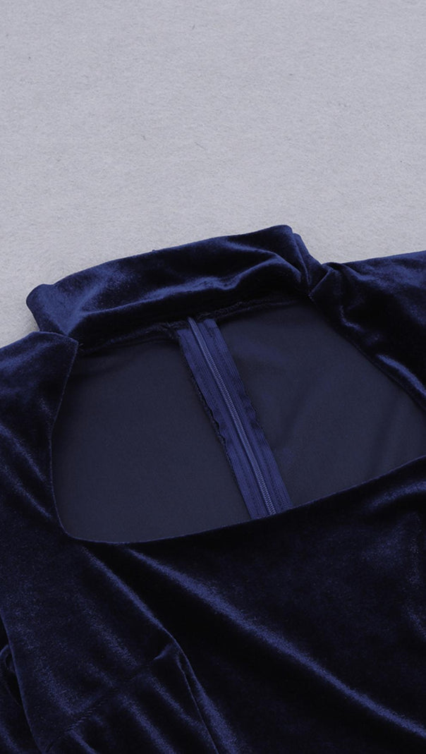 Square Neck Gold Velvet Dress