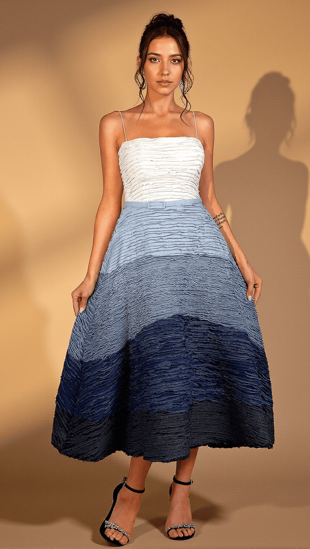 AIIZIE REMI PLEAT OMBRE CORSET DRESS - product image