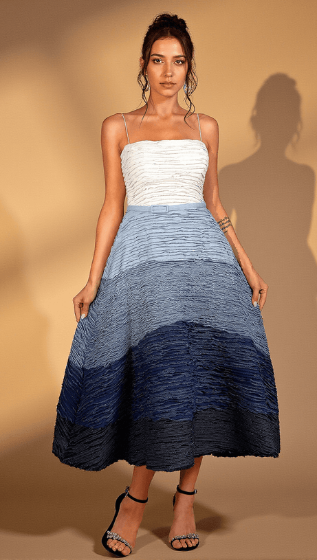 REMI PLEAT OMBRE CORSET DRESS