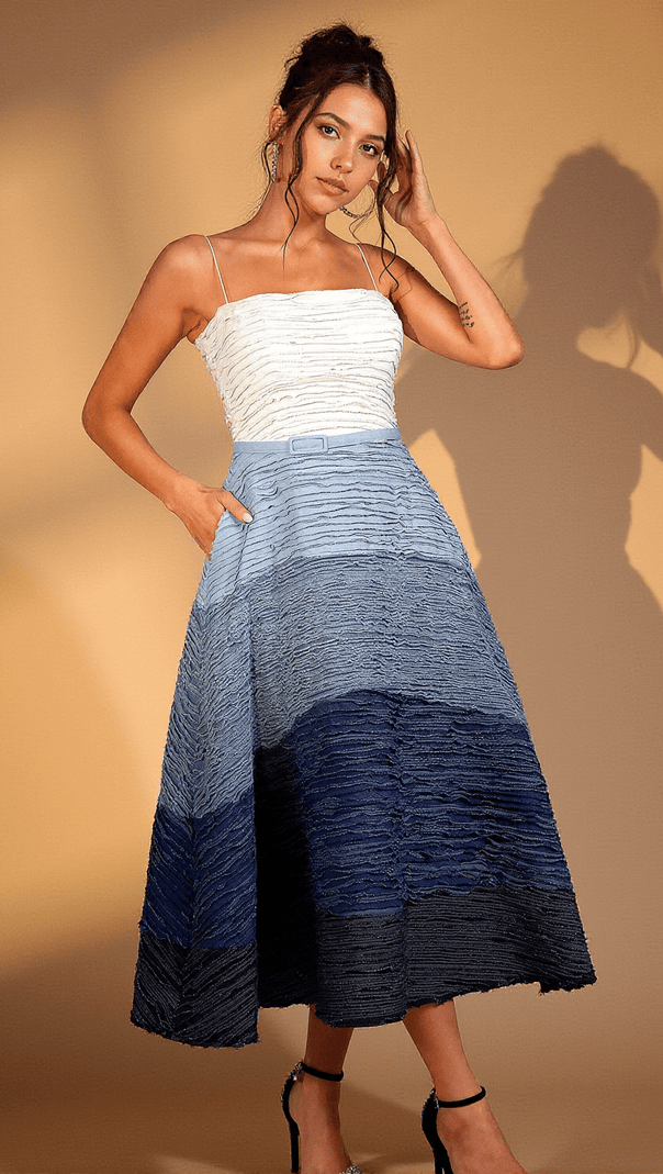 AIIZIE REMI PLEAT OMBRE CORSET DRESS - product image