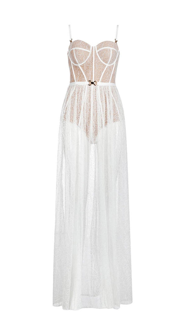 AIIZIE WHITE LACE STITCHING MAXI DRESS - product image