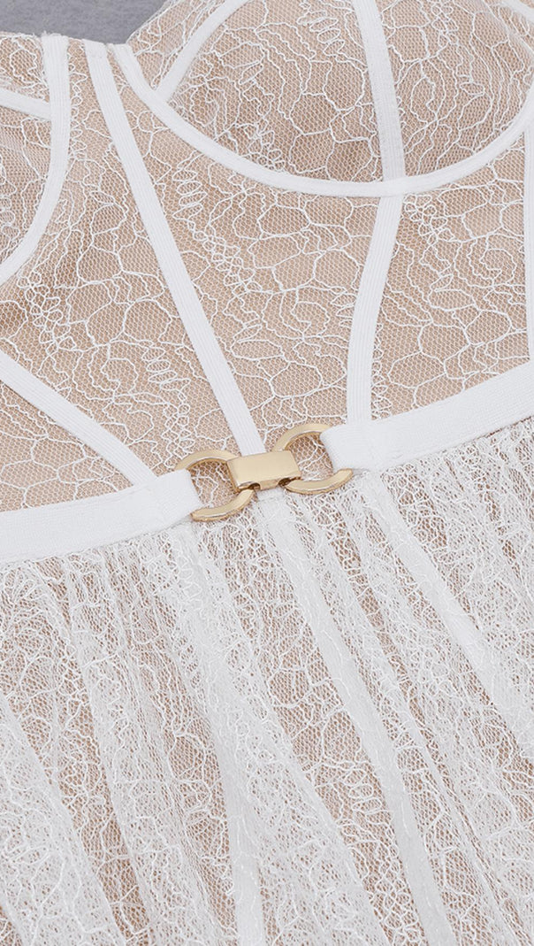 AIIZIE WHITE LACE STITCHING MAXI DRESS - product image