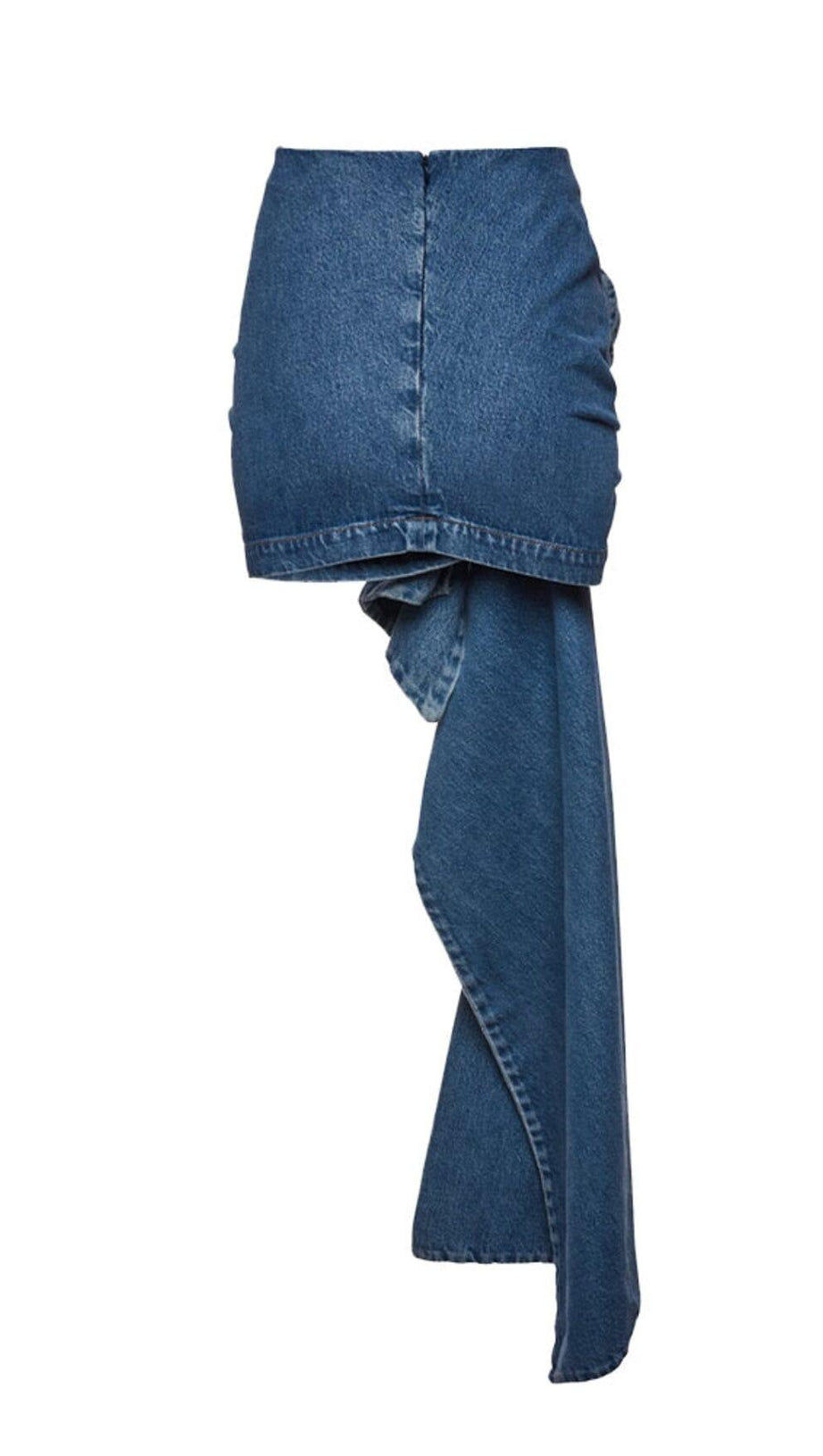 MOICU BLUMEN-JEANSROCK MIT ASYMMETRISCHEM SAUM