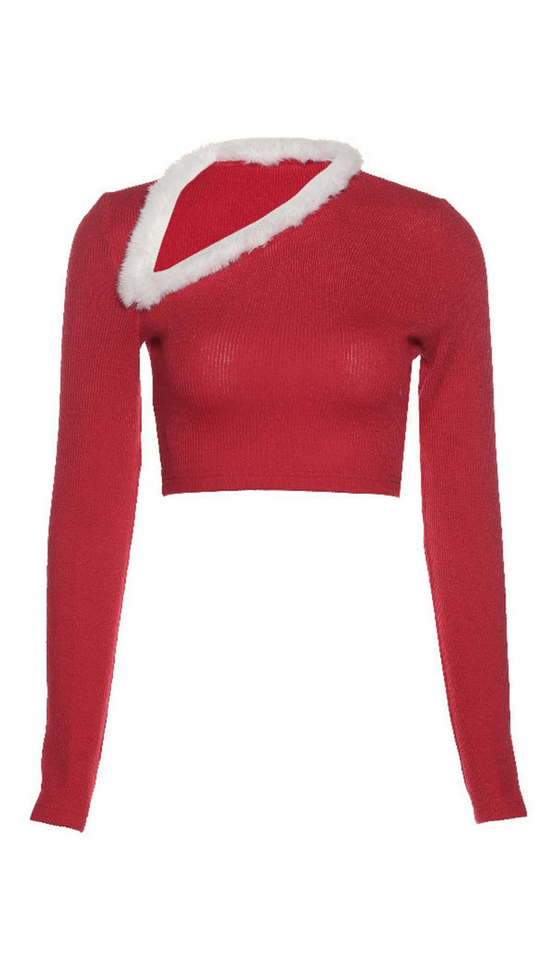 AIIZIE CROPPED SHOULDER KNIT TOP - product image
