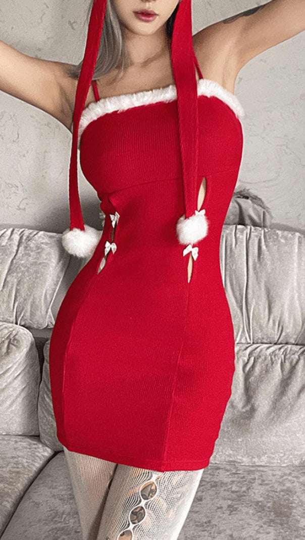 AIIZIE FASHION FLEECE SUSPENDER DRESS - product image