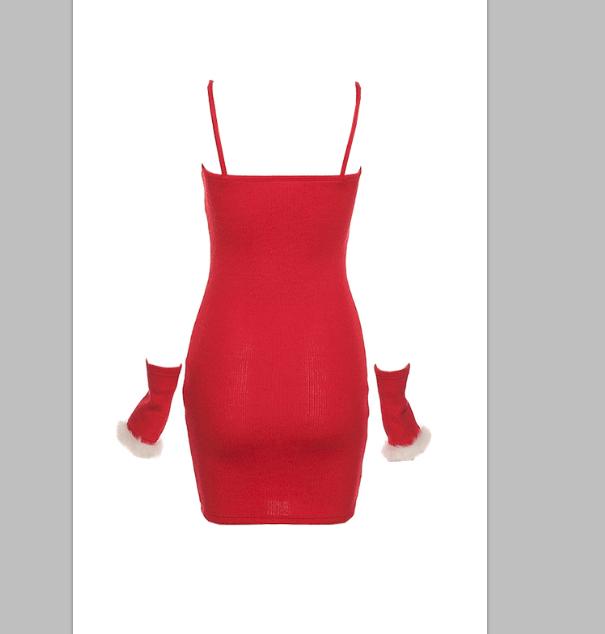 FASHION FLEECE SUSPENDER DRESS