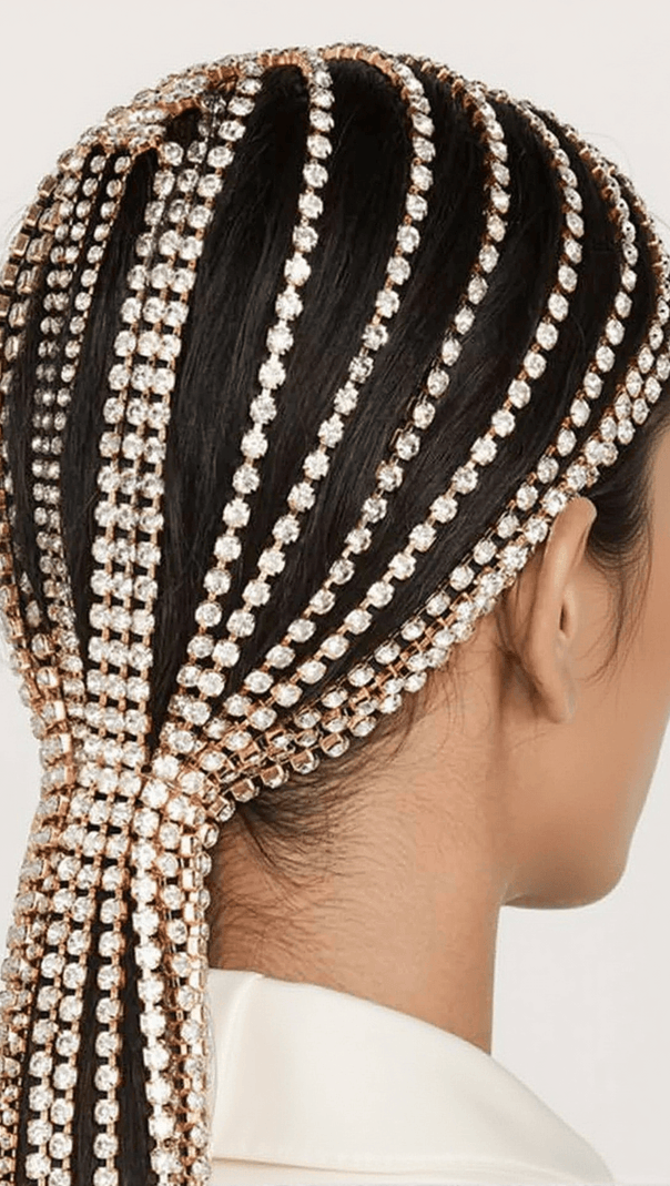 AIIZIE SPIRO RHINESTONE FRINGE HAIRBAND - product image