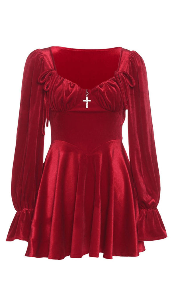 AIIZIE RETRO SQUARE NECK WAIST DRESS - product image
