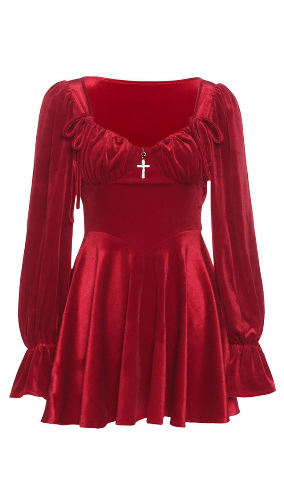 RETRO SQUARE NECK WAIST DRESS