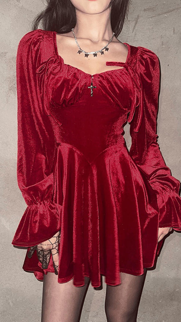 AIIZIE RETRO SQUARE NECK WAIST DRESS - product image