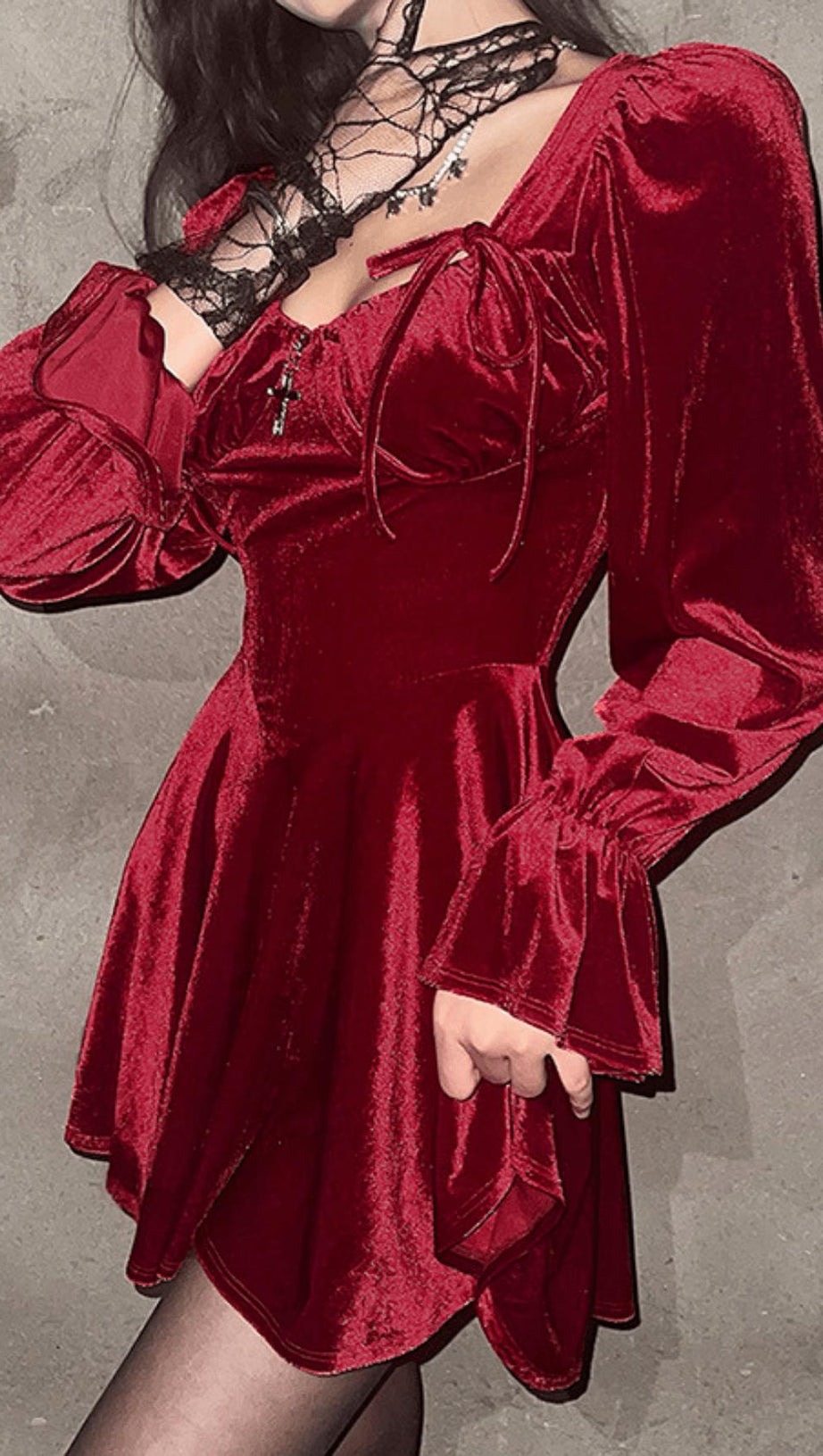 RETRO SQUARE NECK WAIST DRESS