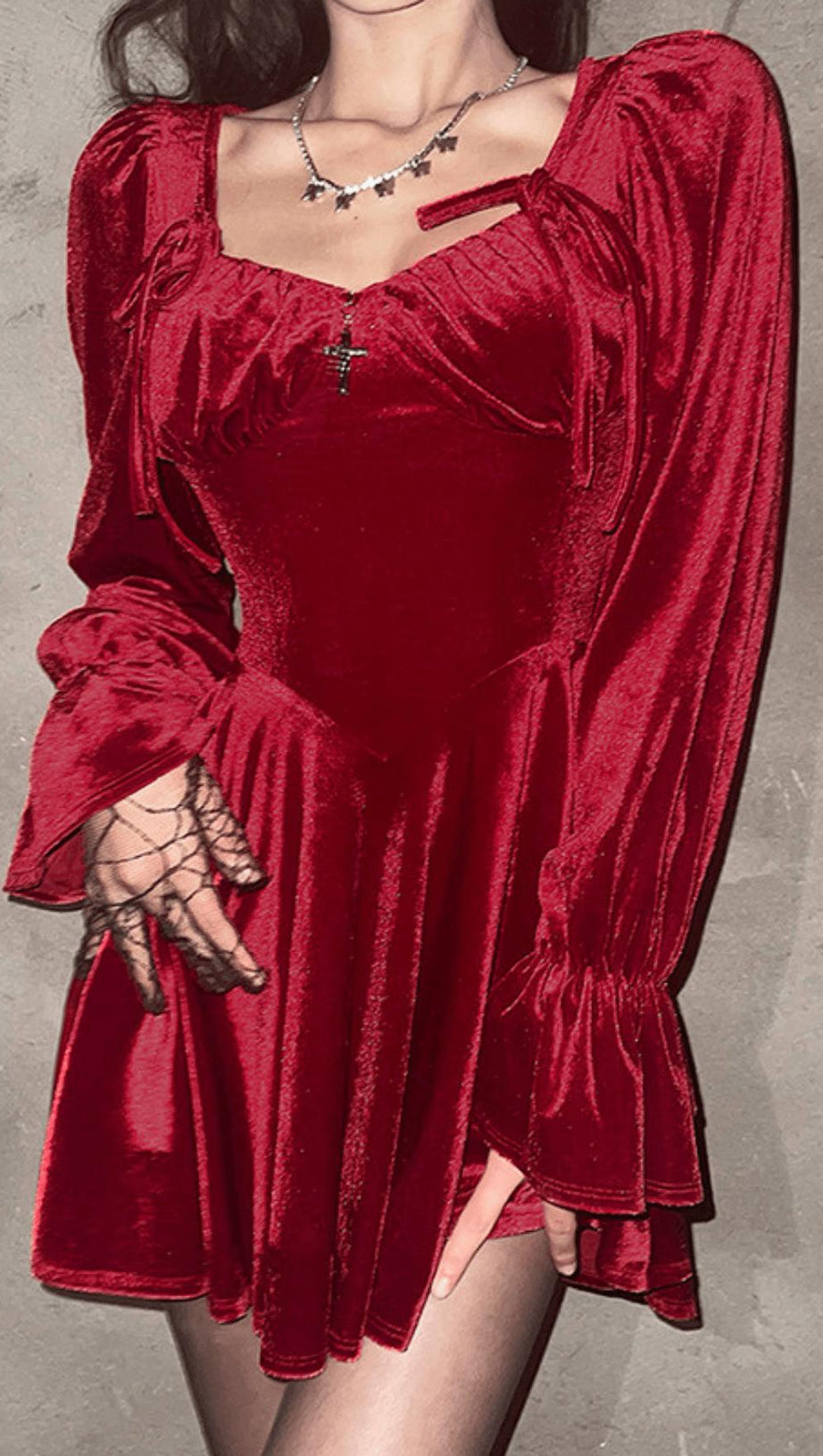 RETRO SQUARE NECK WAIST DRESS