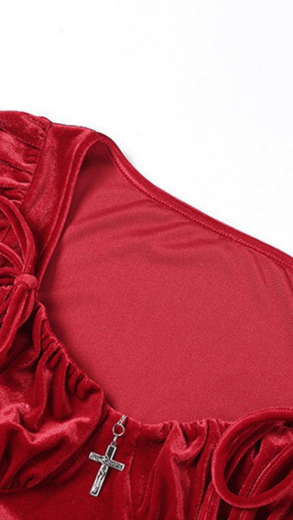 AIIZIE RETRO SQUARE NECK WAIST DRESS - product image